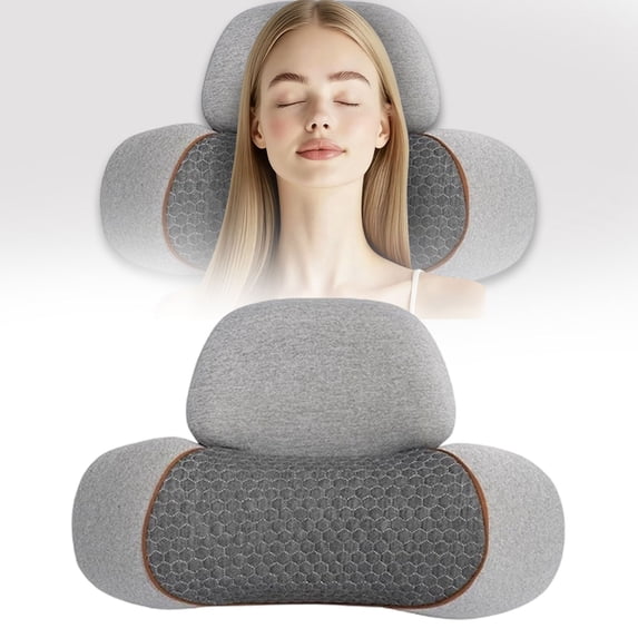 3-In-1 Ergonomic Neck Massager Pillow with Heat, Vibration & Traction, Memory Foam Cervical Spine Corrector for Shoulder Pain Relief, for Home, Office & Travel |