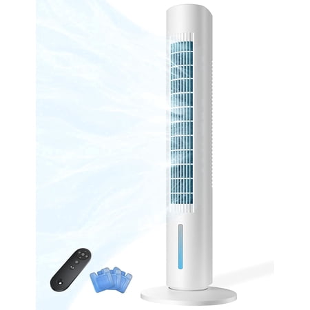 3-In-1 Evaporative Air Cooler, 1S Cooling Fan w/Remote Control & 65dB, Portable Room Cooler w/Cooling Mode, 60° Oscillation Evaporative Cooler, Air Conditioner Portable for Room Office, 4 Ice Packs