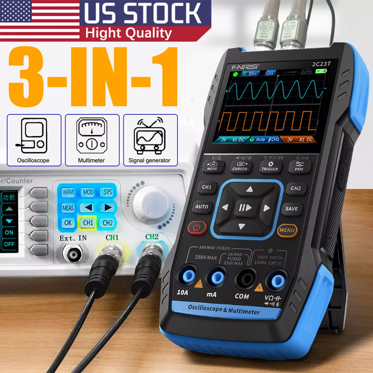 3-In-1 FNIRSI 2C23T Digital Oscilloscope Multimeter Function Signal Generator