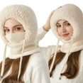 thumbnail image 1 of 3-In-1 Fleece Lined Winter Balaclava | Knit Hat with Scarf & Face Mask | Windproof Warmth for Women | Cold Weather Protection, 1 of 7