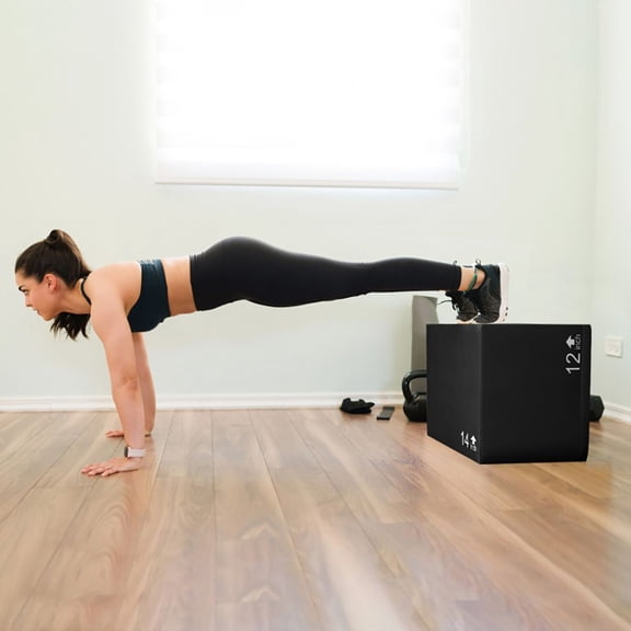 3 In 1 Foam Plyometric Box 3 Heights 12 14 16 Inch with Easy Clean PU Cover for Home Gym Fitness