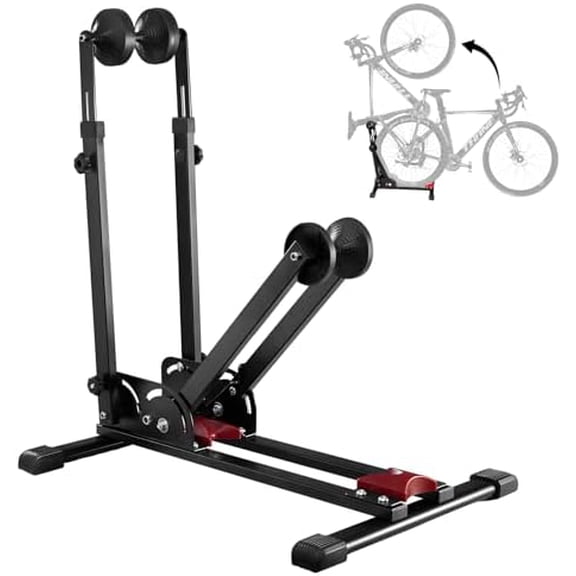 3-In-1 Foldable Bike Floor Stand, Portable Bike Storage for Garage, Up to 2.4" Tire Wide, MTB & Road Bicycle Floor Stand, Front Rear Wheel & Vertical Parking Rack Fit for 24"-29" Bikes
