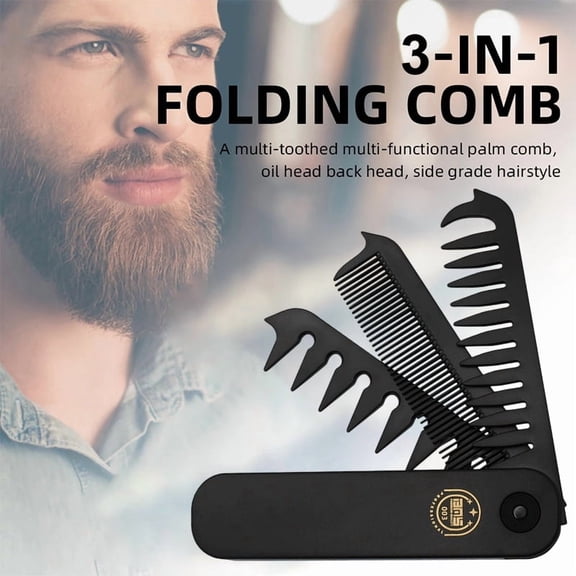 3 In 1 Folding Combs Plastic Wide Tooth Oil Head Comb Beard Combing Multifuncional Barber Hair Comb Styling Tools