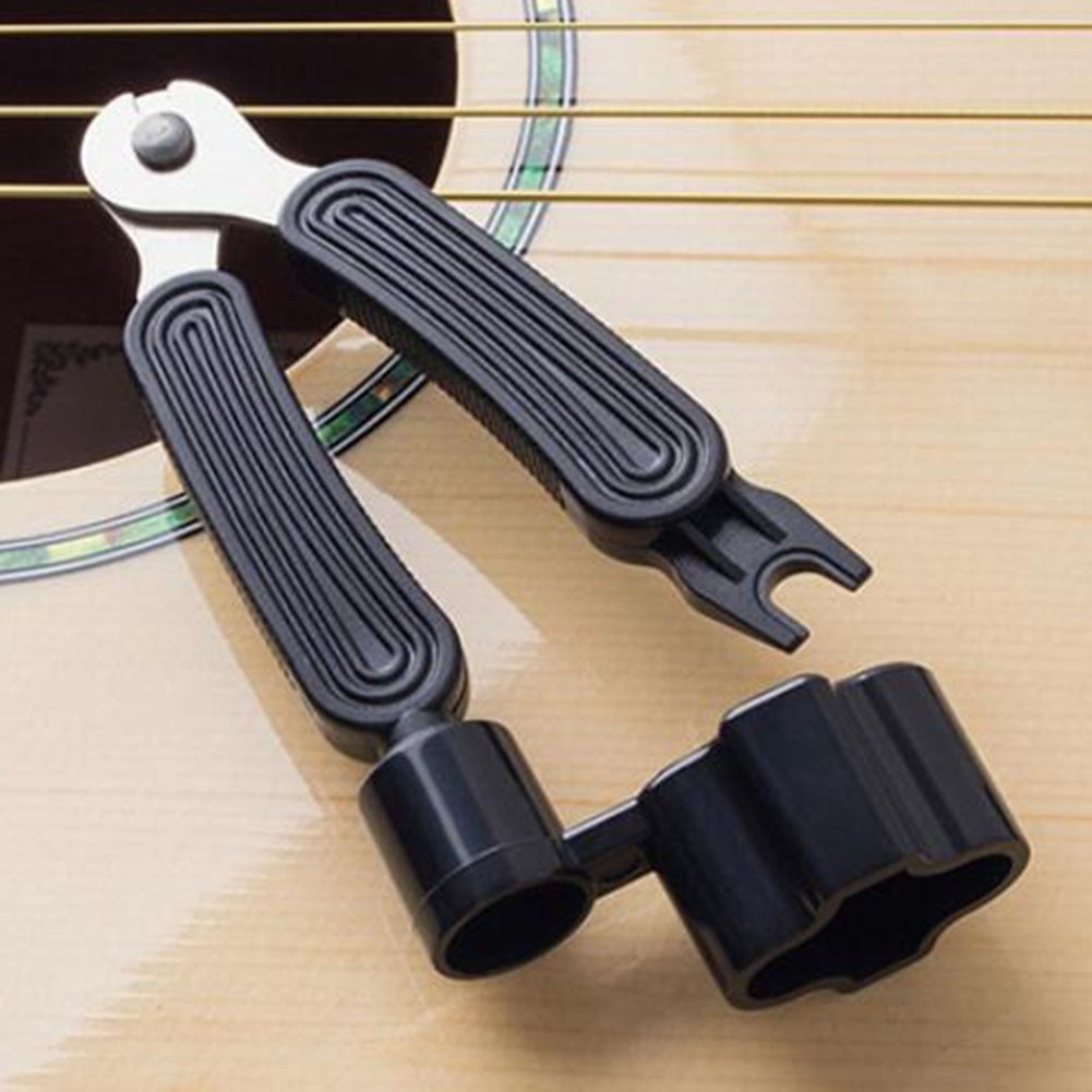 NUOLUX 3 in 1 Multifunction Guitar String Winder String Cutter Pin Puller  Repair Tool (Black)