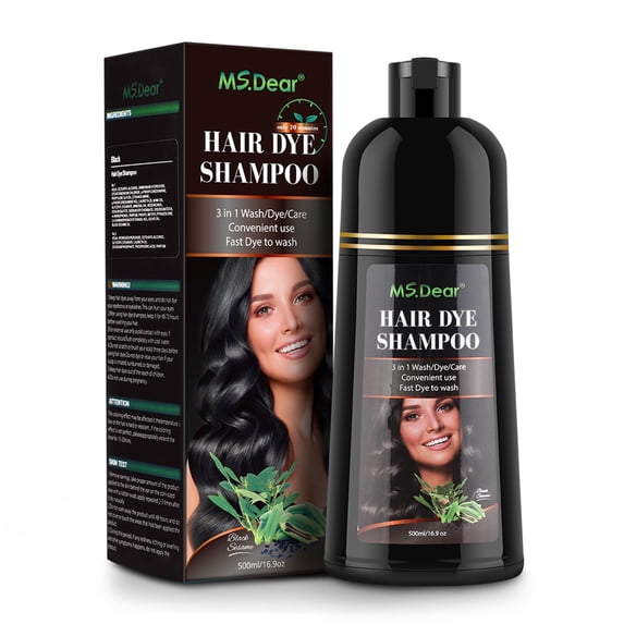 3 In 1 Hair Color Shampoo, Fast 5-Min Hair Shampoo - Permanent Instant/3 in 1 wash/Care Convenient Use,500ml,Black