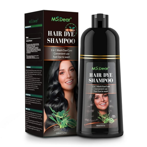3 In 1 Hair Color Shampoo, Fast 5-Min Hair Shampoo - Permanent Instant/3 in 1 wash/Care Convenient Use,500ml,Black
