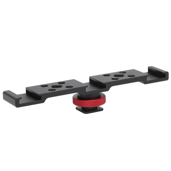 3 In 1 Hot Shoe Mount Adapter Extension Bar Bracket Stand for Camera Mobile PhoneBlack