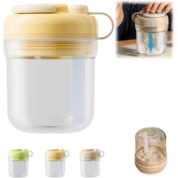 3 In 1 Ice Cube Maker Bottle With Straw Silicone Mold Press To Release For Travel Home Coffee Tea