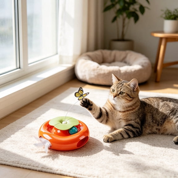 3 In 1 Interactive Electrics Cats Toy Automatic Rotating Butterflys Track Toy Perfectly For Indoor Cats To Relieve Boredom