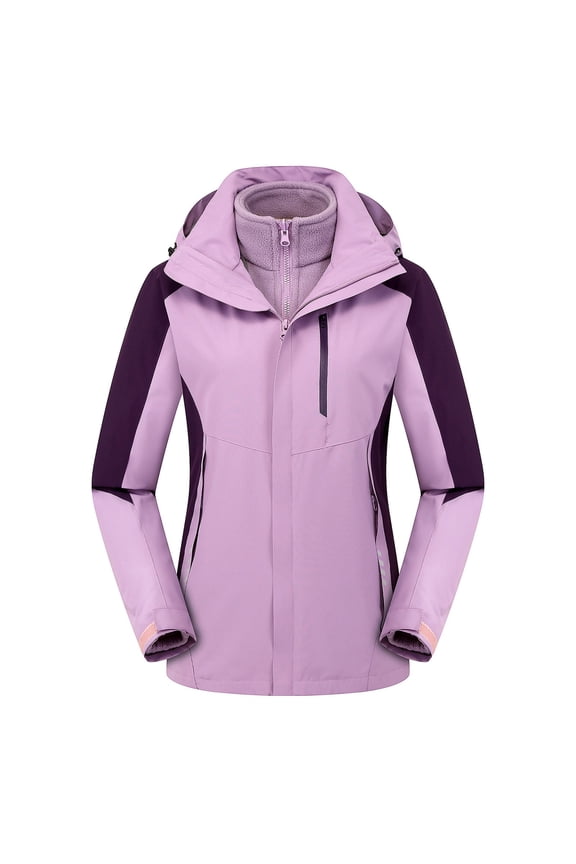 3 In 1 Jacket Women Fall Winter Outdoor Removable Liner Sport Hiking Jacket Waterproof Windproof Hooded For All Weather Protection Rain Jacket