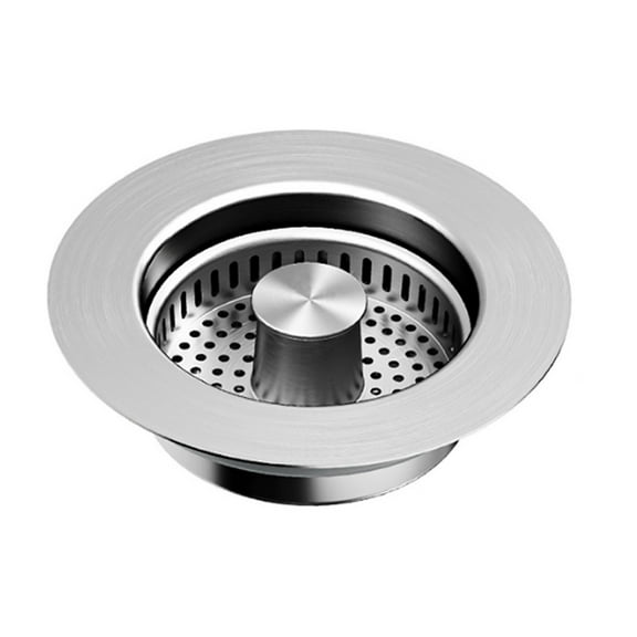 3-In-1 Kitchen Sink Drain Strainer,Kitchen Sink Stopper With Basket,Stainless Steel Drain Plug Cover Catcher For Food Waste,Anti-Clogging Basket Filter For Kitchen Drains,Sink Strainer Basket,Silver
