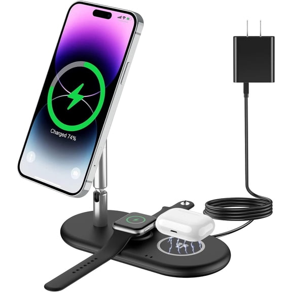 3 In 1 Magnetic Wireless Charging Stand With Adjustable Phone Holder