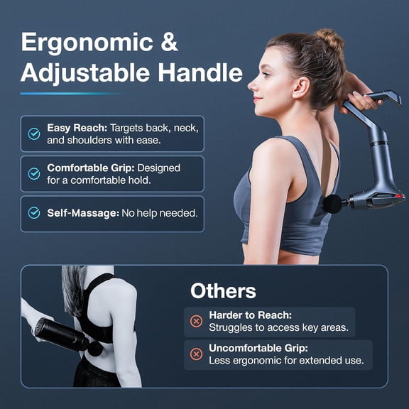3-In-1 Massage Gun with Extended Handle & Belt, 12 Speed Levels LCD Screen for Deep Tissue Muscle Recovery