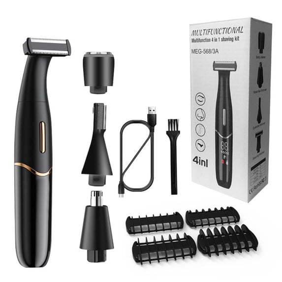 3-In-1 Men's Grooming Kit with Usb Charging, Lcd Display and Full-Body Washable Design for Shaving, Trimming and Eyebrow Grooming