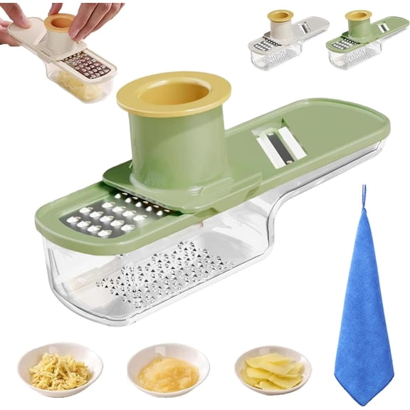 3 In 1 Mini Garlic Slicer, Multifunctional Garlic Grinder with Container & Hand Guard, for Easy Slicing and Grinding, Perfect for Home & Restaurant