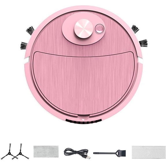 3 In 1 Mini Robot Vacuum Cleaner Sweep Mop For Hard Floor Desk And Portable Indoor Cleaning (Pink)