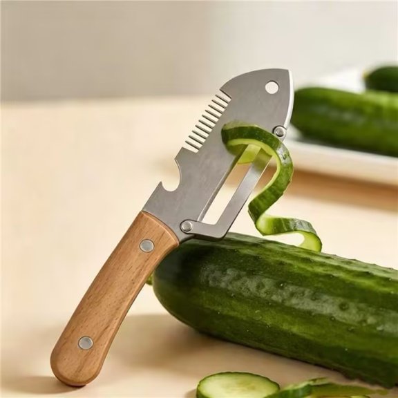 3-In-1 Multi-Functional Manual Vegetable Peelers with Integrated Shredding/Slicing Functions, All-Purpose Kitchen Gadgets for Peeling Various Fruits/Veggies During Daily Home Food Preparation, Silver