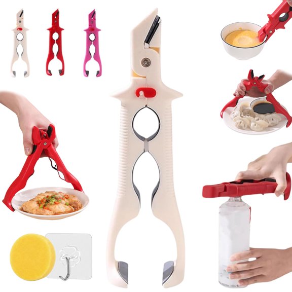 3-In-1 Multi-Purpose Heat-Resistant Clamp, Anti-Scald Bowl Dish Pot Lifter, Heat-Resistant, for Microwave Pizza Pan(White)