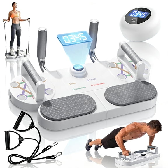3-In-1 Multifunctional Push-Up Board, for Home Gym, Pushup Board with Thickened Elbow Pads, Pushup Handles, & Reps Time Monitoring for Chest, Shoulder, Arm & Core