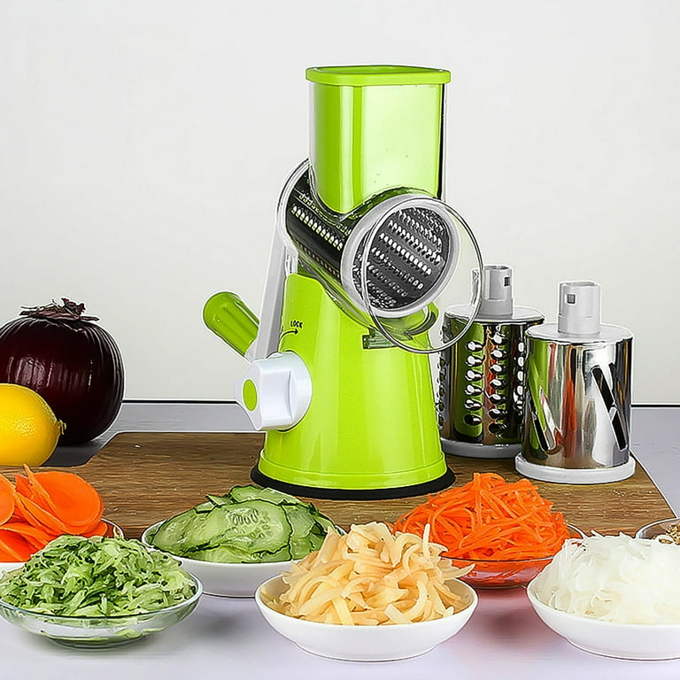 3 In 1 Multifunctional Vegetable Cutter Slicers Hand Roller Type Square Drum Vegetable Cutter with 3 Blades Removable Easy To Clean Walmart