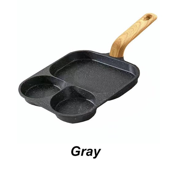 3-In-1 Non-Stick Split Frying Pan for Even Cooking on Gas, Electric & Ceramic Hobs - Perfect for Breakfast, Lunch & Dinner Meals Gray