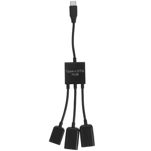 3 In 1 OTG Cable Micro USB Type-C 3.1 HUB Male to Female Double USB Ports OTG Adapter Cable (Black)