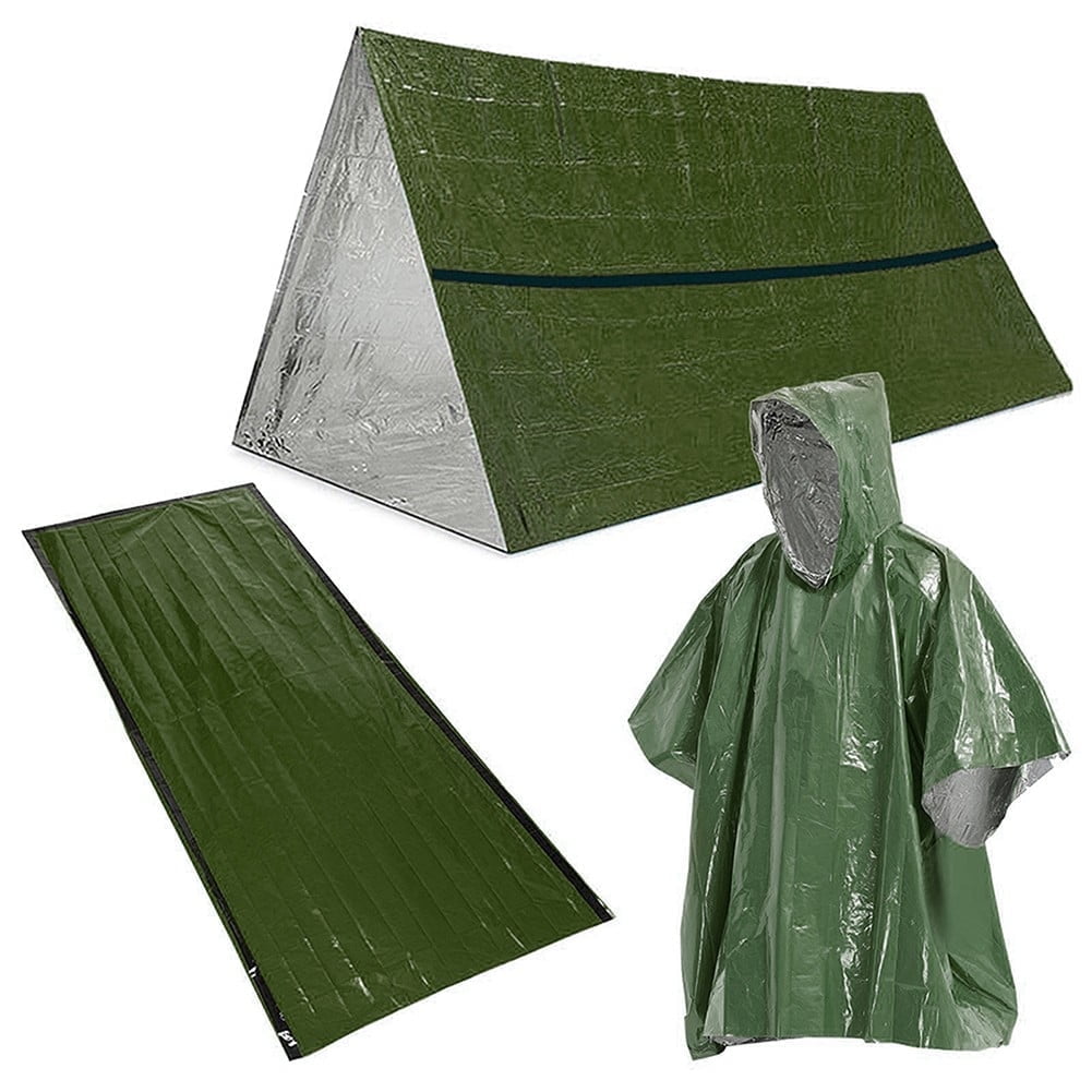 3-In-1 Outdoor Thermal Rain Coat Sleeping Bag Tent Set Outdoor Survival Gear