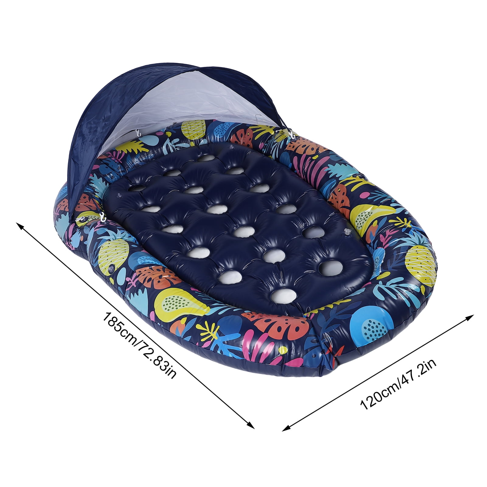 3 In 1 PVC Pool Floats Lounger With Detachable Sun Shade & Cup Holder ...
