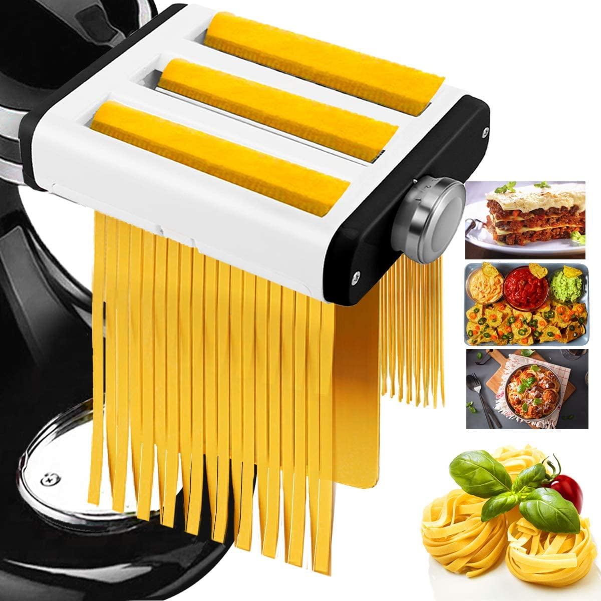 Pasta Maker Attachment for Kitchenaid Mixers, Noodle Maker 3 in 1 Set of  Pasta Sheeter Fettuccine Cutter Spaghetti Cutter and Cleaning Brush,  Kitchen