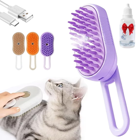 3 In 1 Pet Steam Groomer Comb, Cat Steam Brush, 360° Rotating Pet Steam Brush for Cleaning Pet Hair