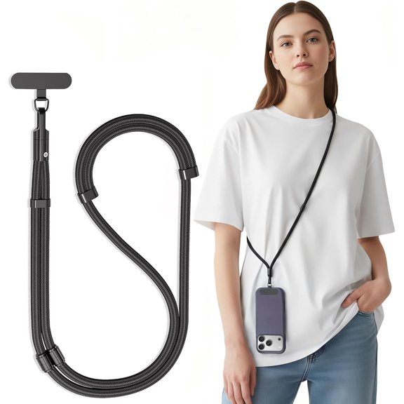3-In-1 Phone Lanyard for Crossbody, Neck & Wrist, Adjustable Anti Theft Phone Strap with Tether Tab & Loop Strap - Universal for Most Smartphones, Camera, Key - Travel Essentials