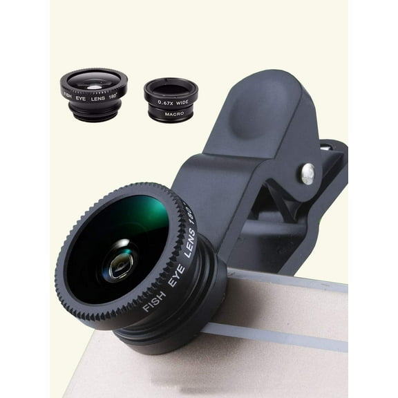 3 In 1 Phone Wide Angle Macro Fisheye Clip Lens, Compatible with iPhone Android for Summer Vacation Travel Creative Photography Phone Accessories