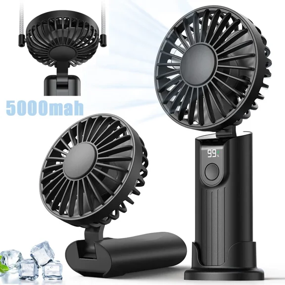 3 In 1 Portable Handheld Fan 5000Mah Rechargeable Foldable Personal Cooling Fan