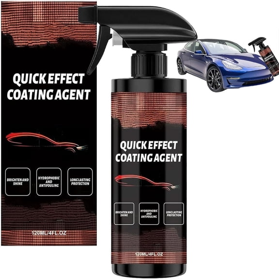 3-In-1 Quick Effect Car Coating Spray, High Protection Quick Coat & Ceramic Shield, 120ML/4.06FL OZ Quick Effect Coating Agent for Car, Waterless Car Wash Spray Wax, for Cars, Motorcycles