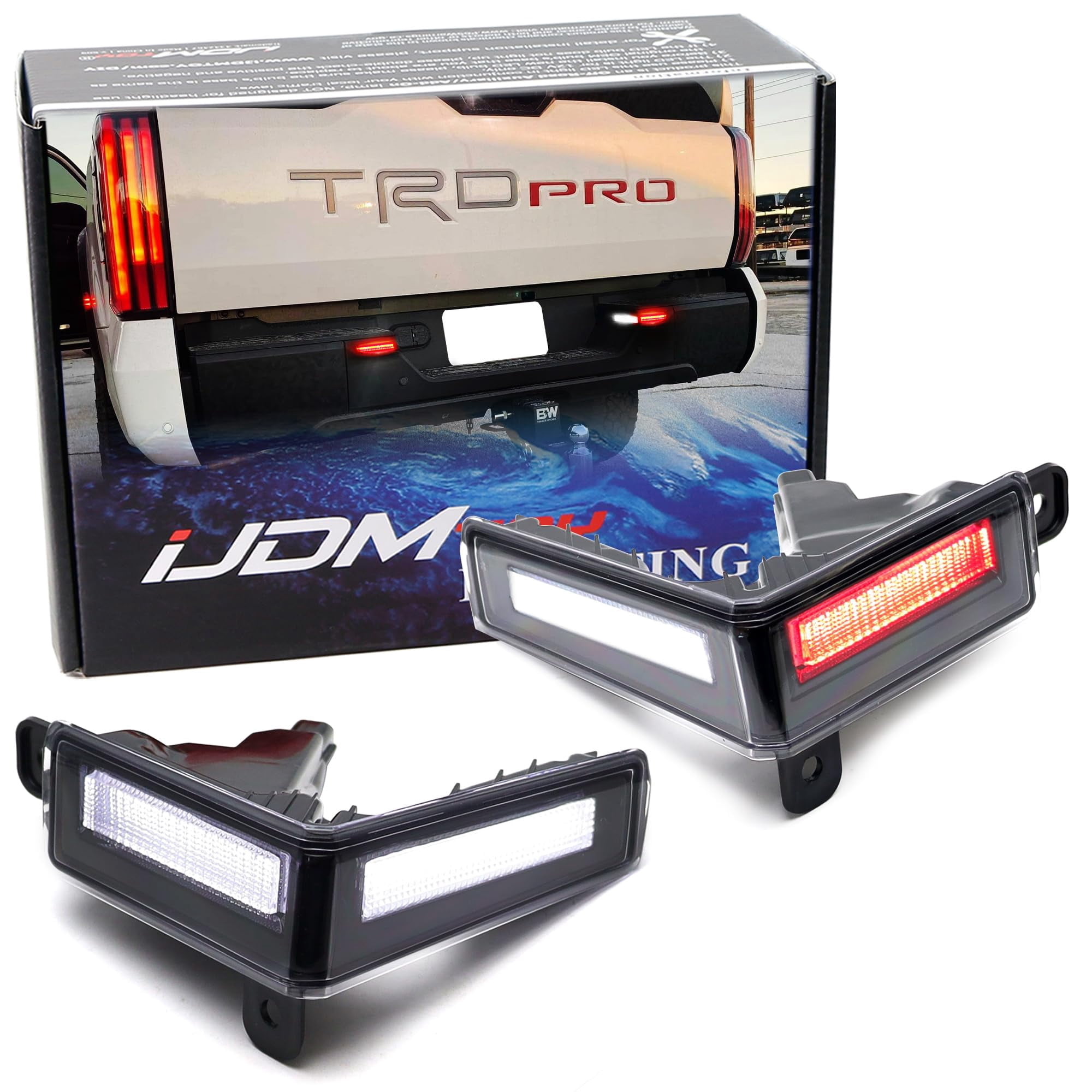 3-In-1 Red Rear Fog Light, Xenon White LED Reverse & License Plate Light Kit For Toyota 2022-up Tundra Truck