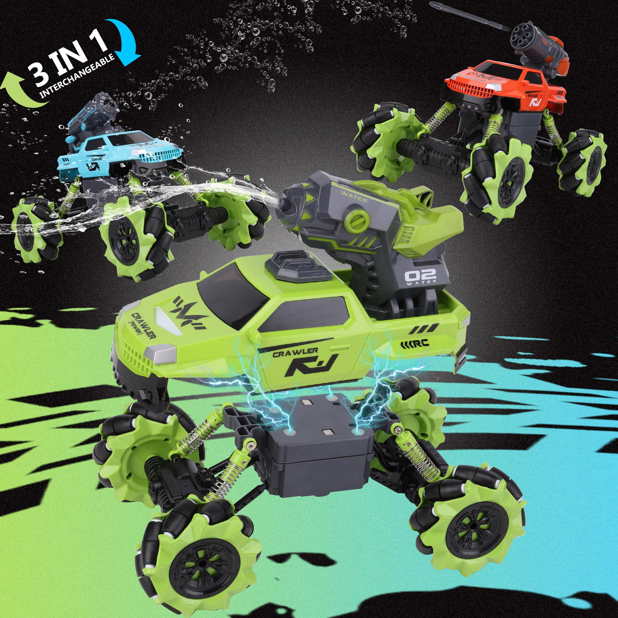 3 In 1 Shooting Water Bullets Remote Control Car Kids 4WD Battle