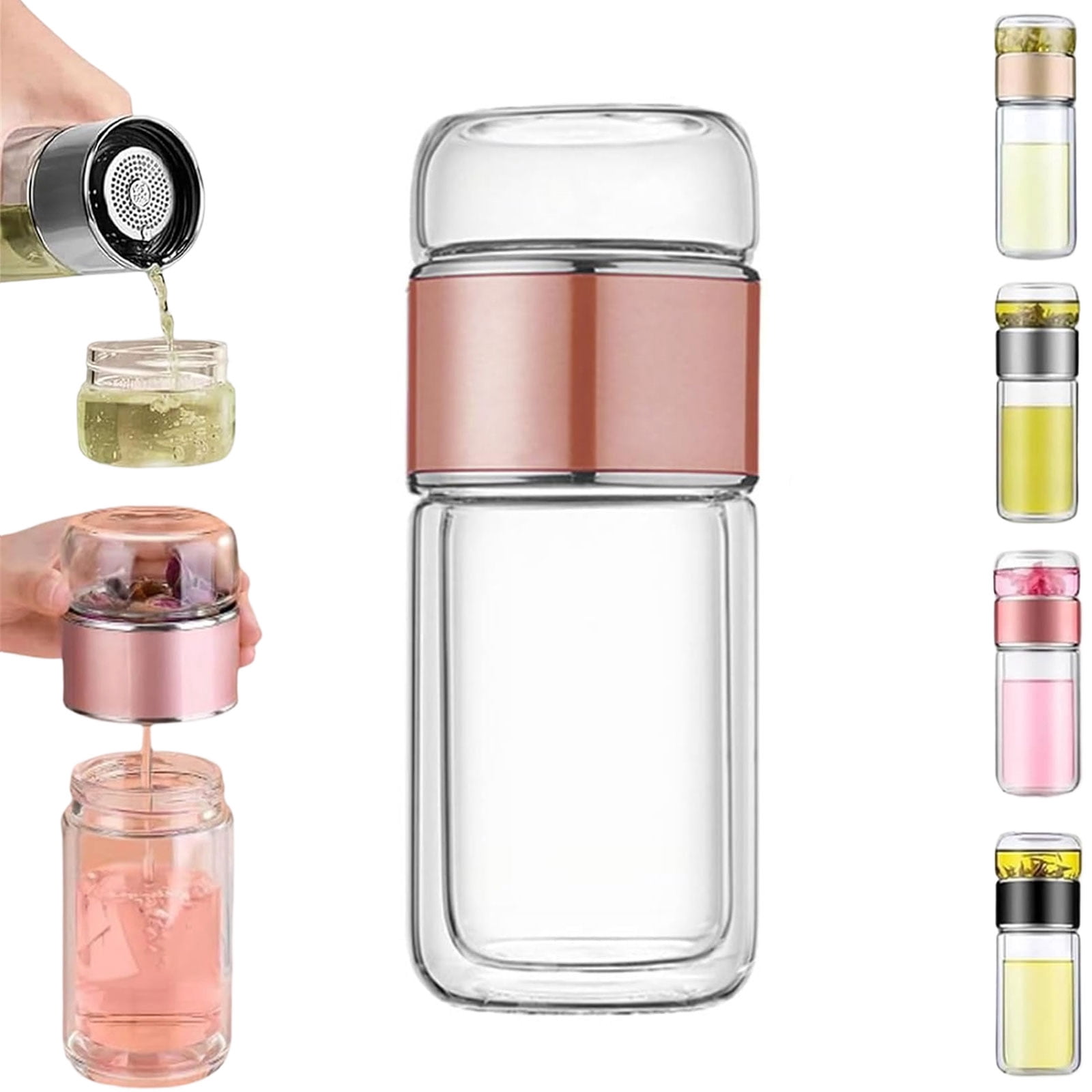 3-In-1 Smart Tea Infuser, Double-Wall Glass Infuser Tea Infuser, Leak ...