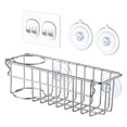 thumbnail image 1 of 3-In-1 Sponge Holder for Kitchen Sink with Suction Cups & Adhesive Hook, In-sink Sponge Holder, Wall Hanging Sink Caddy Organizer Rack - Sponge, Dish Cloth, Brush, Scrubber - 304 Stainless Steel, 1 of 9
