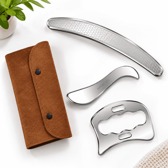 3 In 1 Stainless Steel Scraper Tools Set Scraping Massfor Physical Derma Edge Tool & Guasha Iastm Body