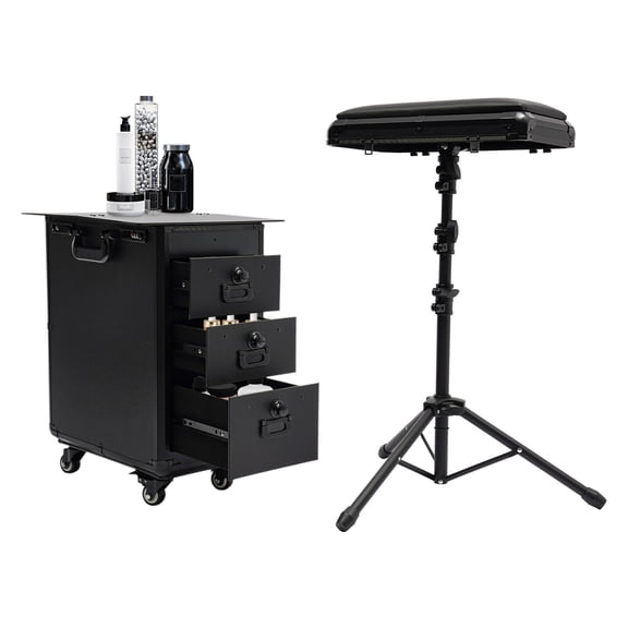 3 In 1 Tattoo Travel Cases with Wheel, 44.09lbs Makeup Train Case, Rolling Makeup Case with Combination Lock