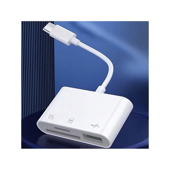 3 In 1 USB C Card Reader OTG 3 0 SD TF USB Flash Drive Adapter Compatible With Type C Laptops Phones,White