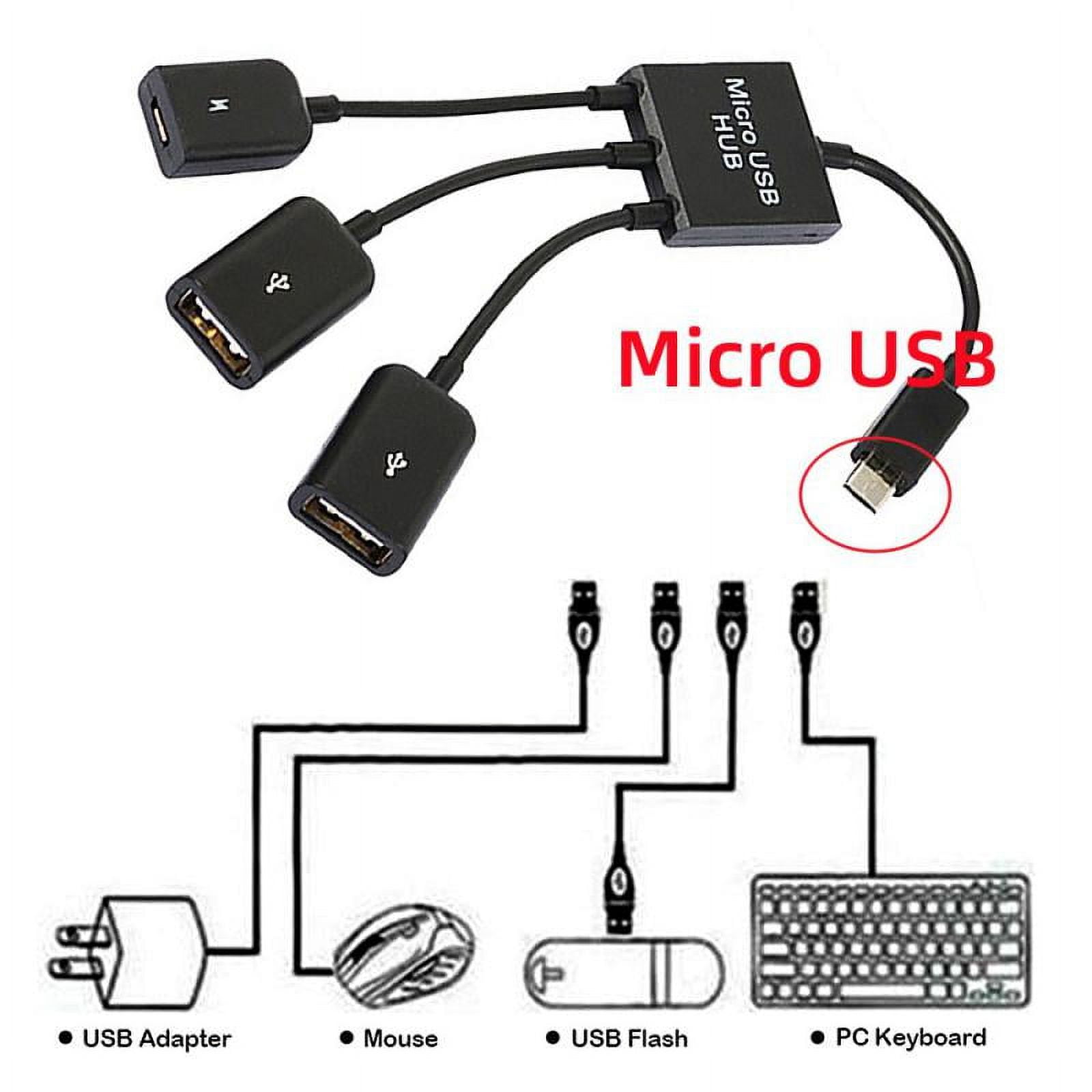 3 In 1 USB OTG Cable Adapter Micro USB HUB Adaptor With 3 Port Power