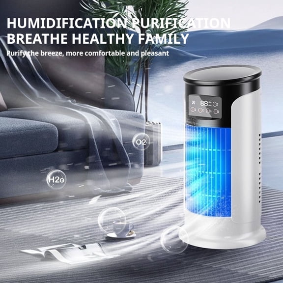 3-In-1 USB Portable Evaporative Air Cooler Tower Fan With Humidify & Timing Function, Mini Desktop Cooling Air Conditioner Fan Equipped With 2 Ice Packs For Household, Workplace & Bedroom Use