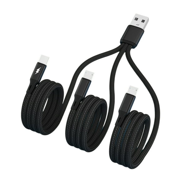 3 In 1 USB To Data Cable for Androids Phones USB to Type-C USB Splitter Charging Cord Nylon Braided Mesh
