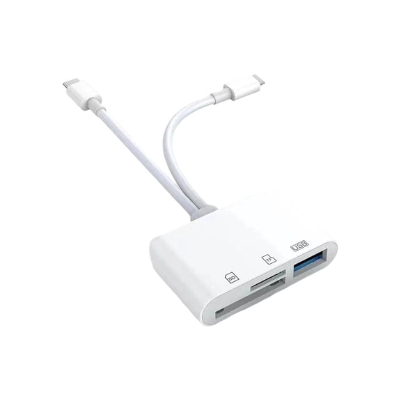 3-In-1 Usb C Memory Card Reader, Outlet with Usb C, Sd Tf Slots, Data Reading Transfer, Iphone Ipad, White Compact Body, 1 Pc