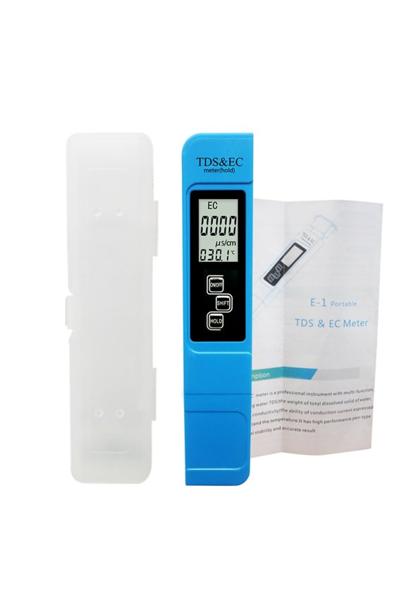 3 In 1 Water Tester TDS EC Meter Temperature Digital LCD Water Testing Pen Purity Filter With 4 Different Modes Water Tester ,Accurate - BLUE BOX