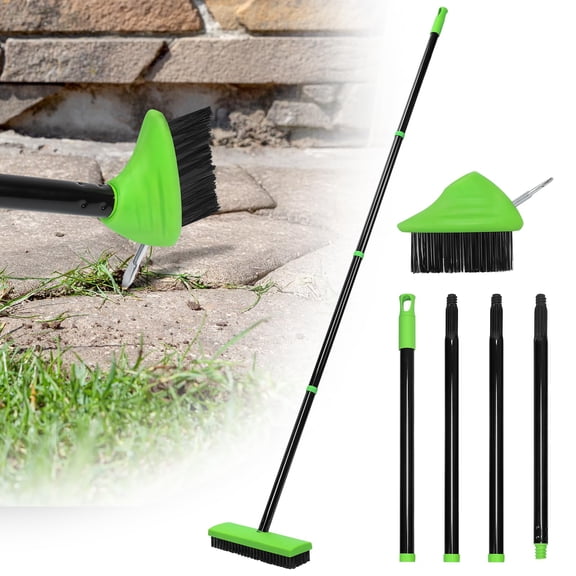 3 In 1 Weeding Wire Metal Brush Tools Concrete Scrub Deck With Long Handle For Garden Patio Pool