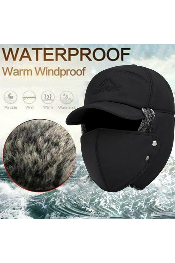 3-In-1 Winter Trapper Hat For Men,Windproof Warm Ear Flaps Hats,Faux Fur Winter Warm Hats For Men Women Faux Fur Ear Hat Cap Winter Ski Trapper Outdoor Skiing Cycling Hunting