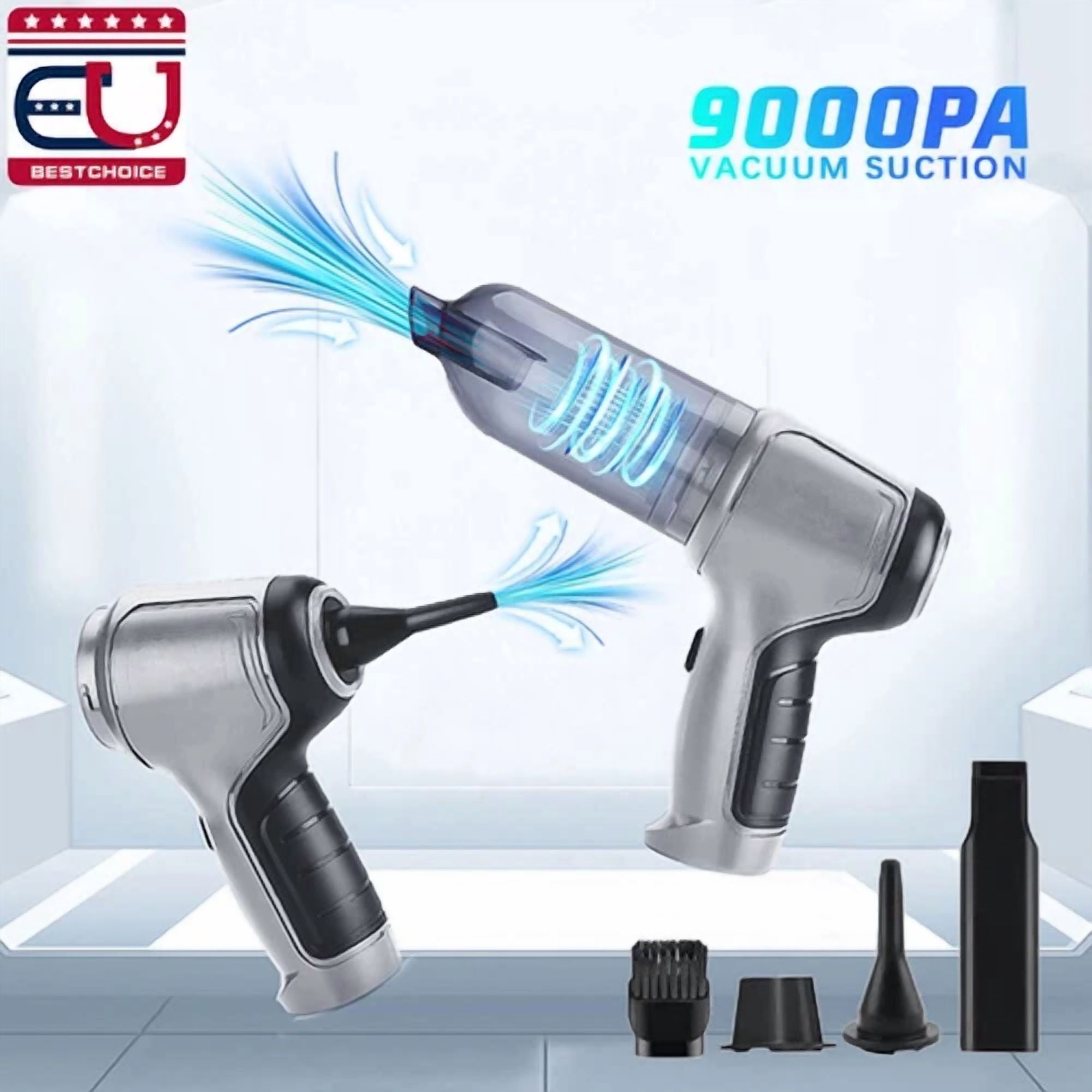 3 In 1 Wireless Car Vacuum Cleaner Air Blower Handheld Power Suction Dust Blow
