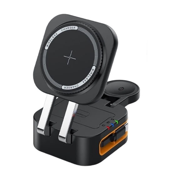 3 In 1 Wireless Chargers Hub With 15W Fast Charging And 80cm Retractable Cable For Phone Watch And Earbuds